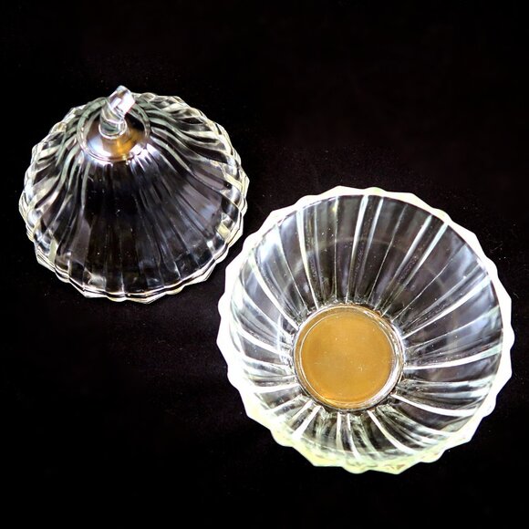 Glass Pear-Shaped Covered Bowl or Candy Dish - Vintage Ribbed Design 7.5” Tall - Picture 4 of 5